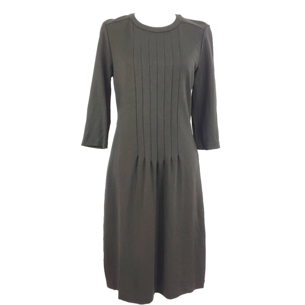 TALBOTS BLACK FITTED DRESS PLEATED FRONT